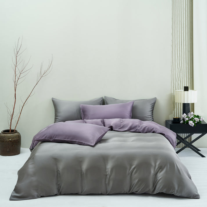 1. CLOUDTOUCH 100% Lyocell+ Sheet Set – Gray & Lilac Purple