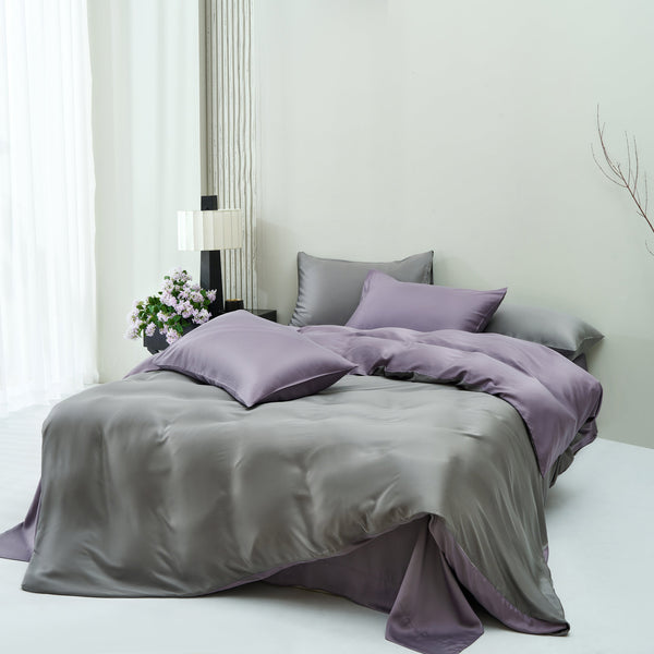 CLOUDTOUCH 100% Lyocell+ Duvet Set – Gray & Lilac Purple