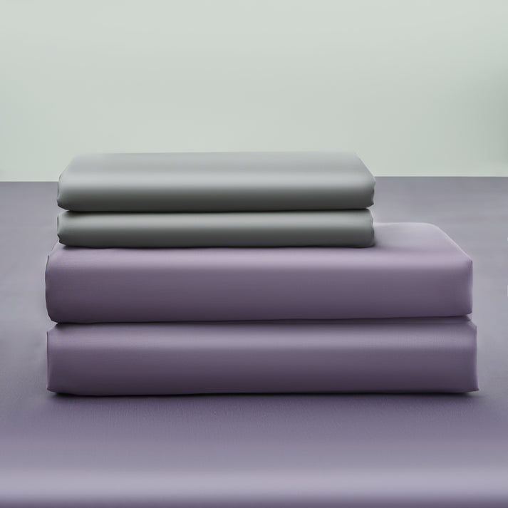 1. CLOUDTOUCH 100% Lyocell+ Sheet Set – Gray &amp; Lilac Purple